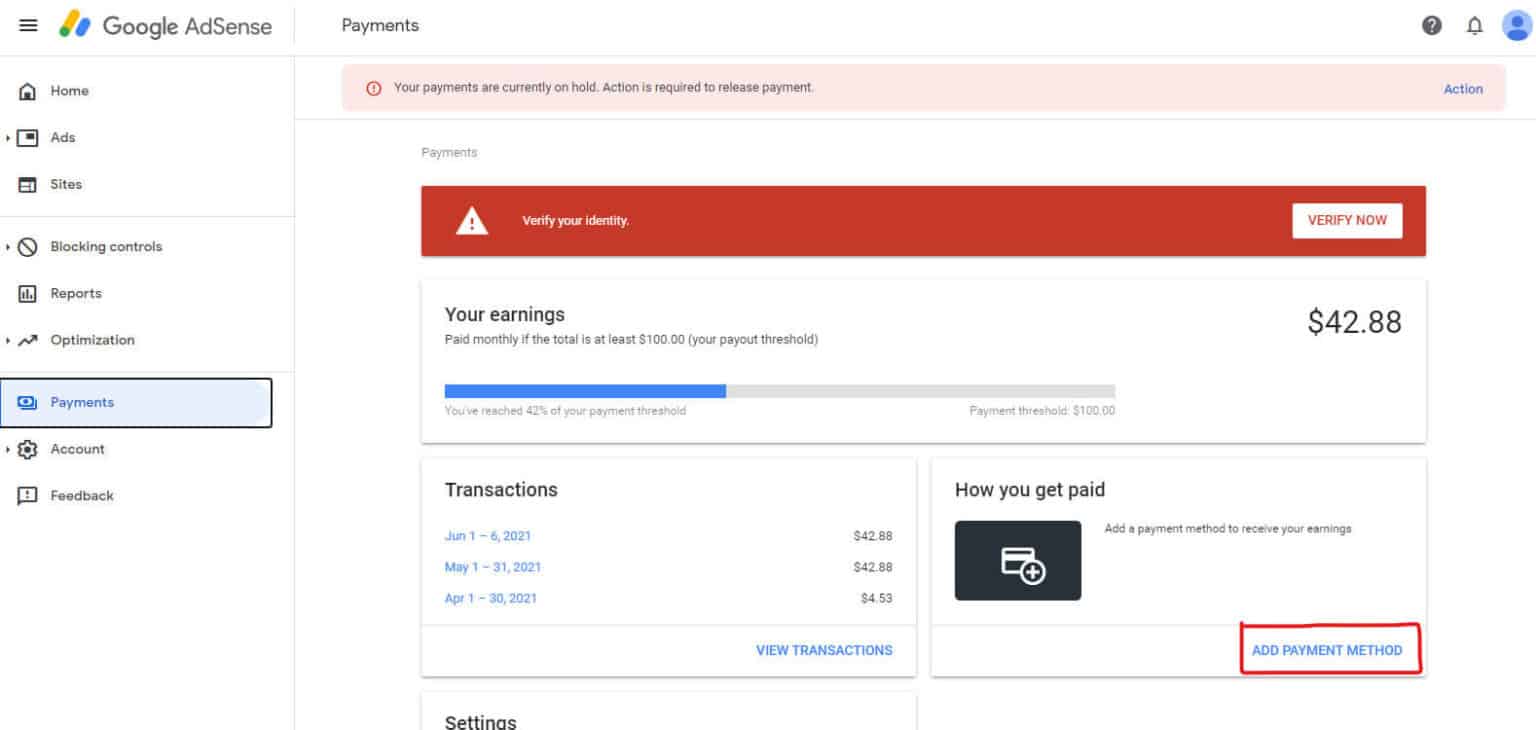 add payment method to google account