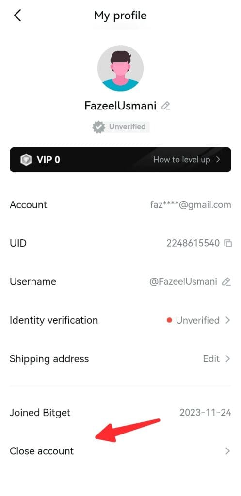 close-bitget-account